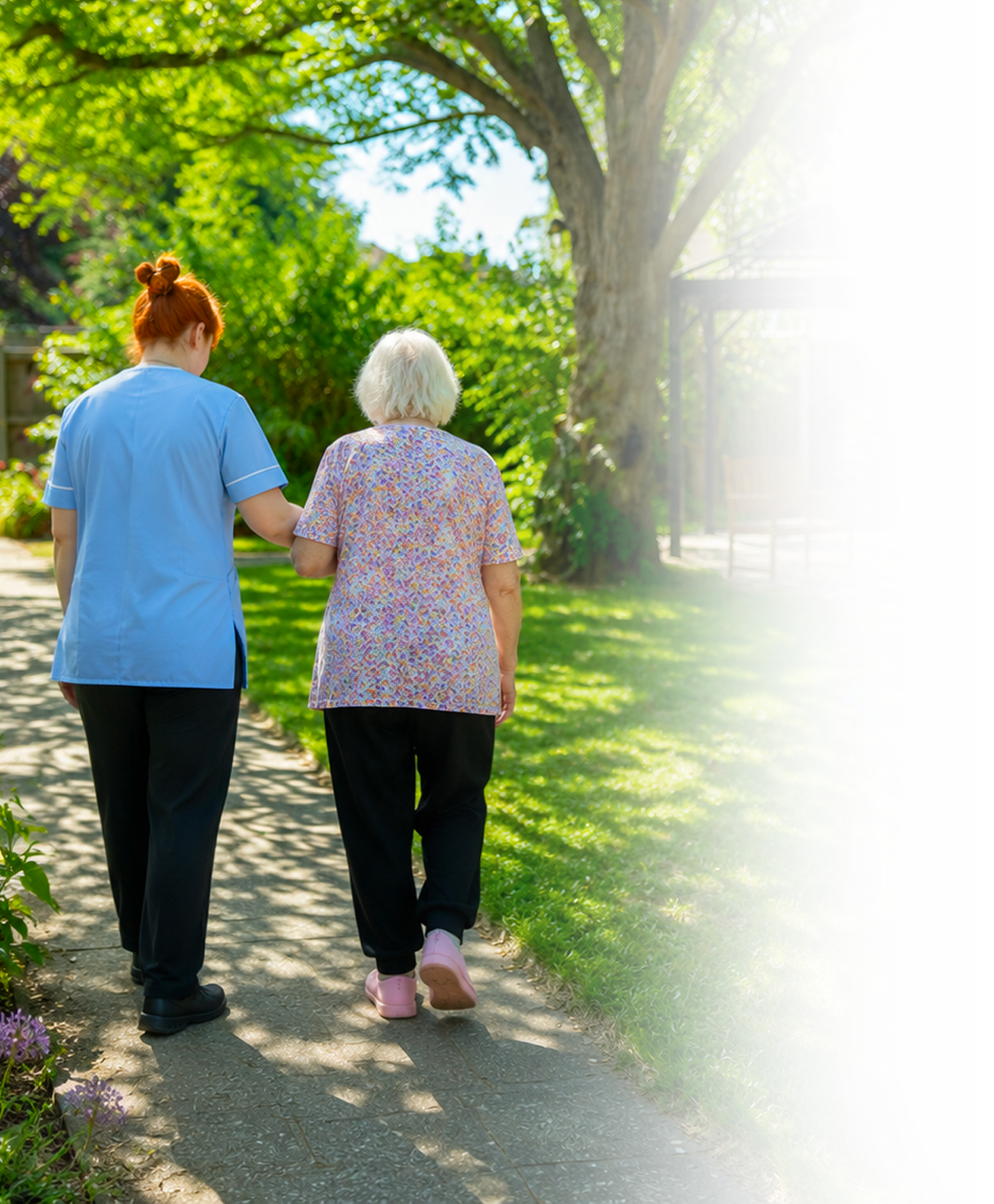 A Dove Court care team member spending time with a resident