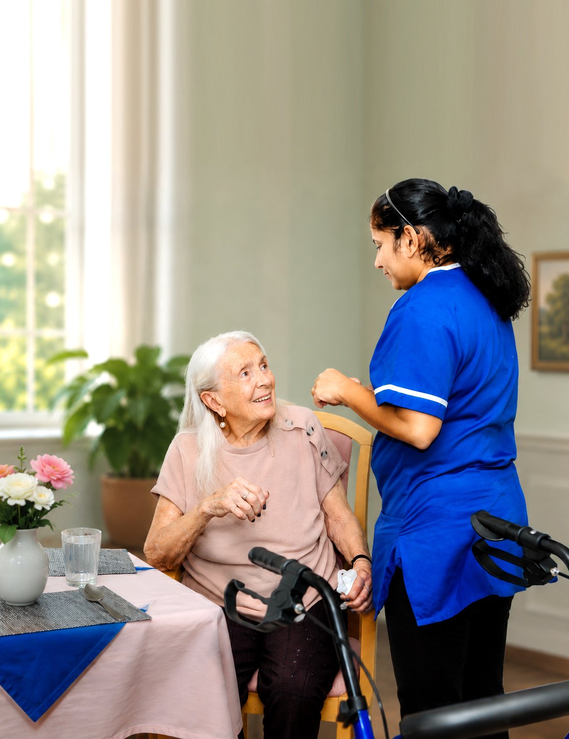 A Dove Court carer supporting an older resident